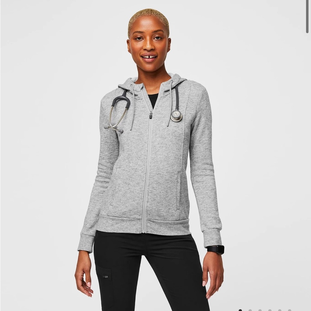Figs Heather Gray Zip Hoodie